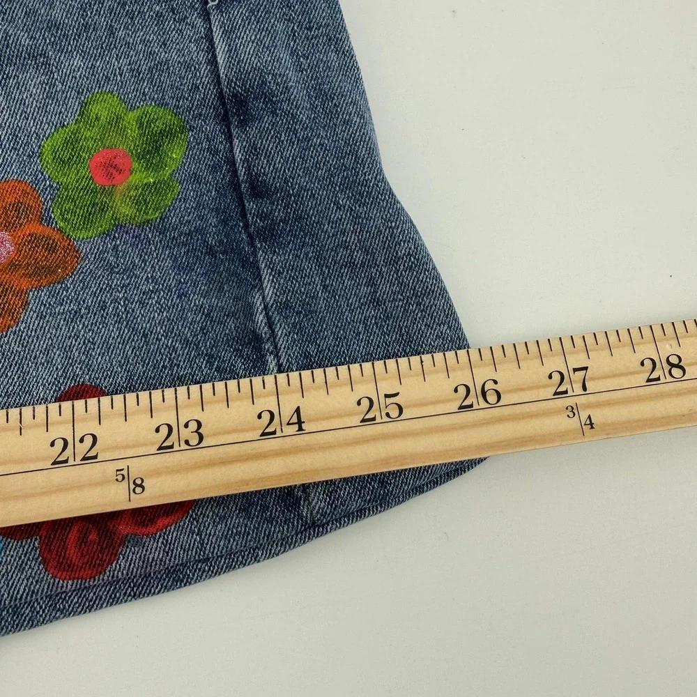Handmade Levi's Denim Shoulder Bag OOAK Rework Jeans Purse Floral Boho Large 26